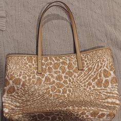 Brand New, With Tags - Michael Kors Animal Prints Semi Lux Tote Bag, Camel Brown Shoulder Bag With Animal Design For Shopping, Brown Animal Design Shoulder Bag For Shopping, Camel Tote Bag For Errands, Beige Bags With Animal Design For Everyday Use, Brown Animal Design Tote Shoulder Bag, Michael Kors Luggage, Grey Tote Bags, Reversible Bag, Michael Kors Mercer