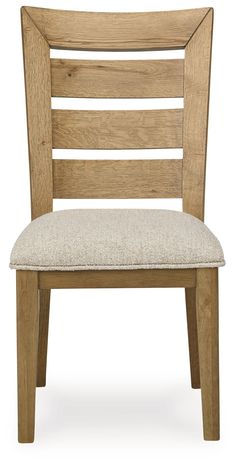 a wooden chair with a cushion on the seat