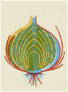 an artistic drawing of a green onion