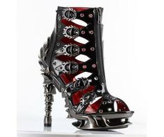 Awesome style! love how it is like steam punk/cyber goth! Hades Footwear, Gothic Metal, Killer Heels, Womens Shoes High Heels, Platform Ankle Boots, Black High Heels