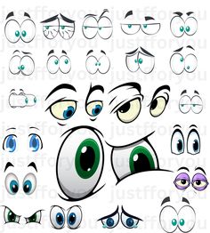 an image of cartoon eyes with different facial expressions and shapes to make it look like they are