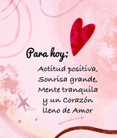 a pink background with a red heart and words in spanish on the bottom right corner