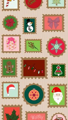 christmas stickers are shown on the wall