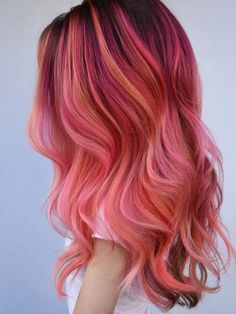 Pastel Pink Hair Ombre, Flamingo Hair, Sunset Hair, Pink Ombre Hair, Bright Hair, Hair Color Pink, Summer Hair Color, Hair Dye Colors, New Hair Colors