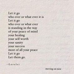 a poem written in white paper with the words let it go, and an image of a