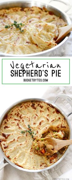 two images showing different types of shepherd's pies with text overlay that reads vegetarian shepherd's pie