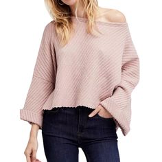 Free People I Can't Wait Cropped Oversized Sweater in a mauve pink. Get cozy without giving up an ounce of style in this Free People sweater, designed to drape effortlessly into a cropped, asymmetrical shape. Diagonal ribbing and sewn cuffs finish off the look. High neckline High-low hem Long wide sleeves; cuffs are sewn Oversized fit Length 19 inches Hits at waist Cotton/acrylic/nylon/spandex Size XS NWOT Oversized Cropped Sweater, Asymmetrical Sweater, Rose Sweater, People Women, Pink Crop Top, Crop Sweater, Mauve Pink, Free People Sweaters, I Can't Wait