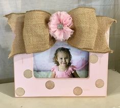 This beautiful soft pink frame is accented with champagne dots, and  burlap bow with shabby pink jeweled flower. It is made to hold a 4x6 photo. It can be made vertical or horizontal. Please include any personalization requests in the notes to seller area of the order. Thank you!If this is a gift and you have a photo you’d like printed and included with your frame purchase, please go to the “Gift Add On” section of my shop and choose the photo size you’d like included with your frame. Then messa Photo Wreath, Tee Shirt Quilt, Pet Frame, Hand Painted Frames, Birthday Photo Frame, Pink Frame, Burlap Bow, Burlap Bows, Pink Frames