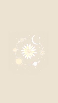 the sun, moon and stars are on a beige background