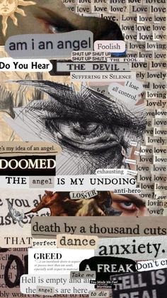 an altered collage of words and pictures with the caption'do you hear? '