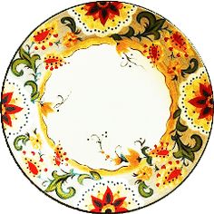 a decorative plate with flowers painted on it