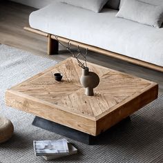 Modern Square Coffee Table with Wooden Top Restoration Hardware Living Room, Square Wooden Coffee Table, Wooden Coffee Table Designs, Square Wood Coffee Table, Modern Square Coffee Table, Rustic Wooden Coffee Table, Luxury Coffee Table, Low Coffee Table, Square Coffee Table