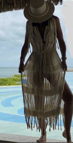 ALLE BOHO "CABO" Long Beachwear Swimwear As Beach Cover-up, Open Front Maxi Dress For Beach Cover-up, Open Front Summer Beach Dress Cover-up, Unlined Beachwear Cover-up For Beach Season, Beachy Halter Neck Maxi Dress For Beach Cover-up, Unlined Beachwear Cover-up For Vacation, Beige V-neck Beach Dress For Vacation, Unlined V-neck Maxi Dress For Beach, V-neck Beachwear Cover-up