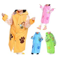 Product Description Item Description:   Note: Before order, please follow the size chart that we provide. (We provide the image size table) Material: Raincoat material is lightweight and soft, and it is a safe poncho which is suitable for your baby. Waterproof: The back of the raincoat has a high-quality waterproof coating, which is made of environmentally-friendly materials to ensure the safety of the baby. Style: Childrens raincoats have vivid and fun cartoon prints that make children look bea Raincoat With Adjustable Hood For Rainy Season, Playful Green Outerwear For Outdoors, Playful Green Outerwear For Outdoor, Weatherproof Long Sleeve Raincoat For Rainy Season, Long Sleeve Weatherproof Raincoat For Rainy Season, Long Sleeve Raincoat With Adjustable Hood For Rainy Season, Long Sleeve Windbreaker For Rainy Weather, Long Sleeve Weatherproof Raincoat, Playful Outerwear With Drawstring Hood And Long Sleeves