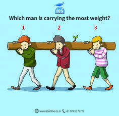 three people carrying a wooden beam with the words which man is carrying the most weight?