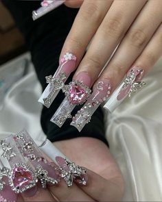 Bad Nails, Tapered Square Nails, Spring Acrylic Nails, Nails Design With Rhinestones, Cute Acrylic Nail Designs, Her Nails