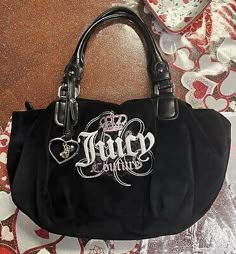 Velvet Handbag, Y2k Juicy Couture, Trashy Y2k, Girly Bags, Juicy Couture Black, 2000s Fashion Outfits, Juicy Couture Bags, Couture Bags