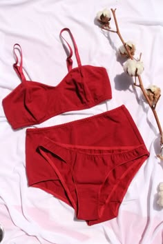 Cherry Red Cotton Underwear Set for Women / Organic Cotton - Etsy