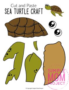 the cut and paste sea turtle craft is shown with instructions to make it look like an animal