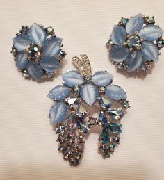 Jewelry Pricing, Nana Jewelry, Rhinestone Costume, Blue Brooch, Rhinestone Costume Jewelry, Inexpensive Jewelry, Costume Jewelery, Antique Necklaces, Vintage Earring