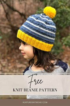 If you’ve been scouring the internet for a easy knitted beanie pattern: free, then search no more! Dino Jammies has the cutest knit stripes, a smidge of purled textured and a super fun (and optional) pompom. Read through to get the FREE knit hat pattern! via @nurtureknitwear Boys Knit Hat Pattern, Striped Beanie Knitting Pattern, Knitted Beanie Pattern Free, Knitted Beanie Pattern, Child Hat Knitting Pattern, Needle Knitting, Animal Knitting, Knit Hat Pattern