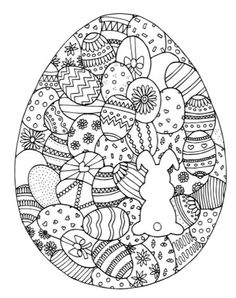 an easter egg decorated with eggs and flowers in black and white, on a white background