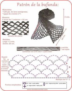 the instructions for how to make a scarf with yarn and thread, including an image of a