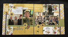 a scrapbook with pictures of people and flowers on it's cover is shown