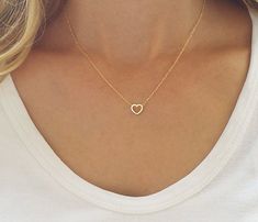 Simple Heart Pendant Charm Necklace As Gift For Her, Delicate 14k Gold Filled Heart Necklace For Valentine's Day, Simple Charm Necklace With Delicate Chain For Valentine's Day, Delicate 14k Gold Filled Necklaces For Valentine's Day, Dainty Open Heart Charm Necklace With Heart Beads, Dainty 14k Gold Filled Necklace For Valentine's Day, Delicate 14k Gold Filled Necklace For Valentine's Day, Dainty Double Heart Necklace, Minimalist 14k Gold Filled Heart Necklace As Gift