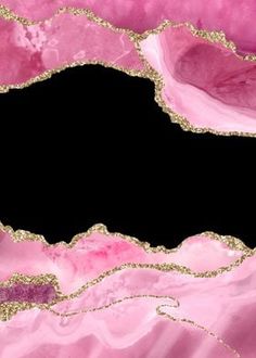 an abstract pink and black background with gold glitters in the center, on top of it