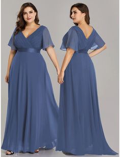 A-Line Empire Fall Wedding Guest Dress For Bridesmaid Plus Size Formal Evening Dress V Neck Short Sleeve Floor Length Chiffon with Pleats Ruched Bridesmaid Plus Size, Dress For Bridesmaid, Fall Wedding Guest, Plus Size Prom, Fall Wedding Guest Dress, Plus Size Formal, Cheap Evening Dresses, Formal Evening Dress, Bridesmaid Dresses Prom