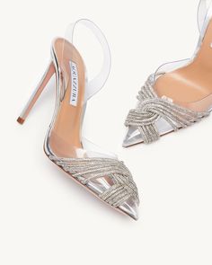 Gatsby Plexi Sling 105 Aquazzura@ Official Aquazzura Heels, New 2023, High Quality Shoes, Pointed Toe Heels, Slingback Heel, Mode Vintage, Sandal Fashion, Pump Sandals, Party Shoes