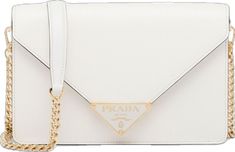 Modern Gold Shoulder Bag With Logo, White Shoulder Bag With Metal Logo For Evening, White Evening Bag With Metal Logo, White Business Bags With Branded Hardware, Elegant White Bags With Metal Logo, Formal White Bags With Metal Logo, Elegant White Shoulder Bag With Metal Logo, Elegant White Shoulder Bag With Logo Hardware, Luxury White Bags With Metal Logo