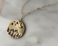 14k GF 28" Chain Mountain Stamp, Stamped Necklaces, Metal Stamped Jewelry, Artisan Necklace, Jewelry Workshop, Nature Inspired Jewelry, Stamped Jewelry, Metal Stamping, Special Events