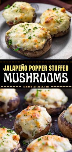 japanese popper stuffed mushrooms with cheese on top