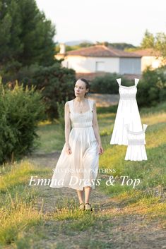 One of my most requested designs, now available as a designer sewing pattern with high quality instructions. The Emma dress was released during my S/S2023 (dress) (top) and S/S2022 (dress) (top) slow fashion collections and was one of my best-selling garments.The Emma dress and top is a romantic sleeveless garment with feminine details, perfect for warm summer days. The pattern comes in A-F cup sizes and features wide gathered shoulder straps, a gathered bodice with elastic channels below the bu Bridal Shirts, Dungaree Dress, Film Inspiration, Top Sewing Pattern, Pattern Brands, Long Sleeve Knit Dress, Review Dresses, Dress Sewing Pattern, Dress Sewing