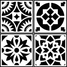 four black and white tile designs