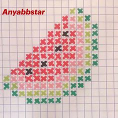 a cross stitch pattern with the words anyabstar written in red, green and blue