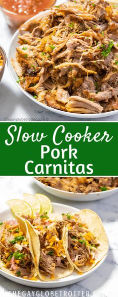 slow cooker pork carnitass are an easy and delicious meal that is ready in less than 30 minutes