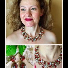 This Elegant Set Is The Last One Available! Necklace Measures Approximately 16” With A 2” Extender. Earrings Have About A 2” Drop. Elegant Multicolor Evening Necklaces, Elegant Multicolor Evening Jewelry, Red Jeweled Jewelry For Evening, Red Evening Jewelry, Red Multi-stone Jewelry For Party, Red Multi-stone Party Jewelry, Fine Jewelry Red Jewelry For Evening, Elegant Red Multi-stone Jewelry, Glamorous Handmade Jewelry For Formal Occasions