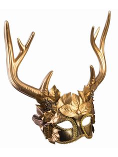 Golden Faun Mythical Creatures Mask - costumesupercenter.com White Halloween Costumes, Gold Halloween, Gold Costume, White Costumes, Mask Costume, White Halloween, Half Mask, Venetian Mask, Mythical Creature