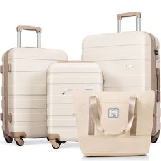 【Super Affordable Luggage Sets】：The suitcase set included three suitcases of different sizes - 28 inches, 24 inches, and 20 inches(meets most airline size restrictions)   【TSA Lock Included】：Mounted TSA-approved lock, and fully-lined interior divider… Best Travel Suitcase For Women, Aesthetic Suitcase, Aesthetic Luggage, Travel Beauty Essentials, Cute Suitcases, Cute Luggage, Stylish Luggage, Clever Gadgets, Travel Supplies