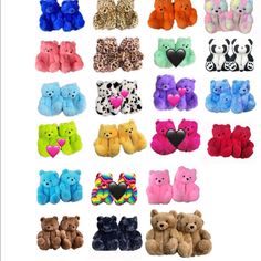 Teddy Bear Slippers Perfect For A Relaxing Day Inside. Slippers For Self Care . The Slippers That Have A Heart Over Them Are The Ones That Are Available Now. One Size Fits Most , Up To A Size 10 Teddy Slippers, Teddy Bear Slippers, Slippers Brown, Animal Home, Bear Slippers, Cartoon Shoes, Pink Slippers, Cute Slippers, Raspberry Color