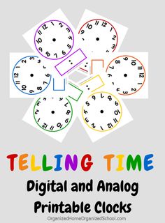 telling time digital and analog learning activity for children to learn the time in their own language