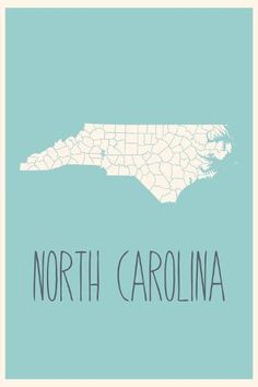 the state of north carolina in blue and white on a light green background with text