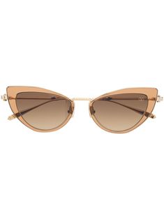 gold-tone acetate titanium brown tinted lenses cat-eye frame straight arms curved tips gold-tone Rockstud detailing Dress Reference, Valentino Sunglasses, Sunglasses Cat Eye, Rose Gold Sunglasses, Cat Eye Sunglasses Women, Designer Glasses, Womens Fashion Inspiration, Sunglass Hut, Cat Eye Frames