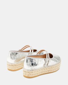 BRINN Silver Leather Espadrille Platform Mary Jane | Women's Flats – Steve Madden Versatile Shoes, Espadrilles Platform, Platform Mary Janes, Leather Espadrilles, Jane Shoes, Women's Flats, Mary Jane Shoes, Womens Flats, Mary Janes