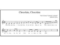 sheet music with the words chocolate, chocolate