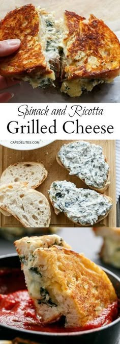 spinach and ricotta grilled cheese is an easy appetizer for any meal