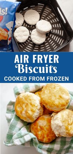 air fryer biscuits are cooked from frozen potatoes and then baked in an air fryer